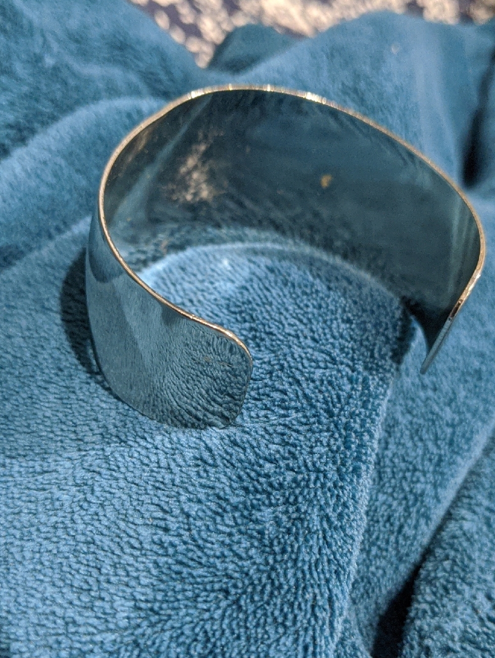 Polished Silver Tone Open Cuff Bracelet